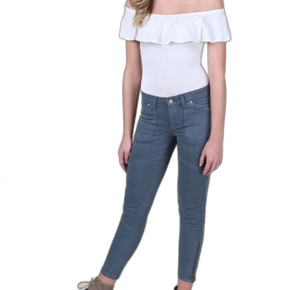 Altar’d State Grey Moto Skinny Jeans NWT Size 26 - Picture 1 of 8